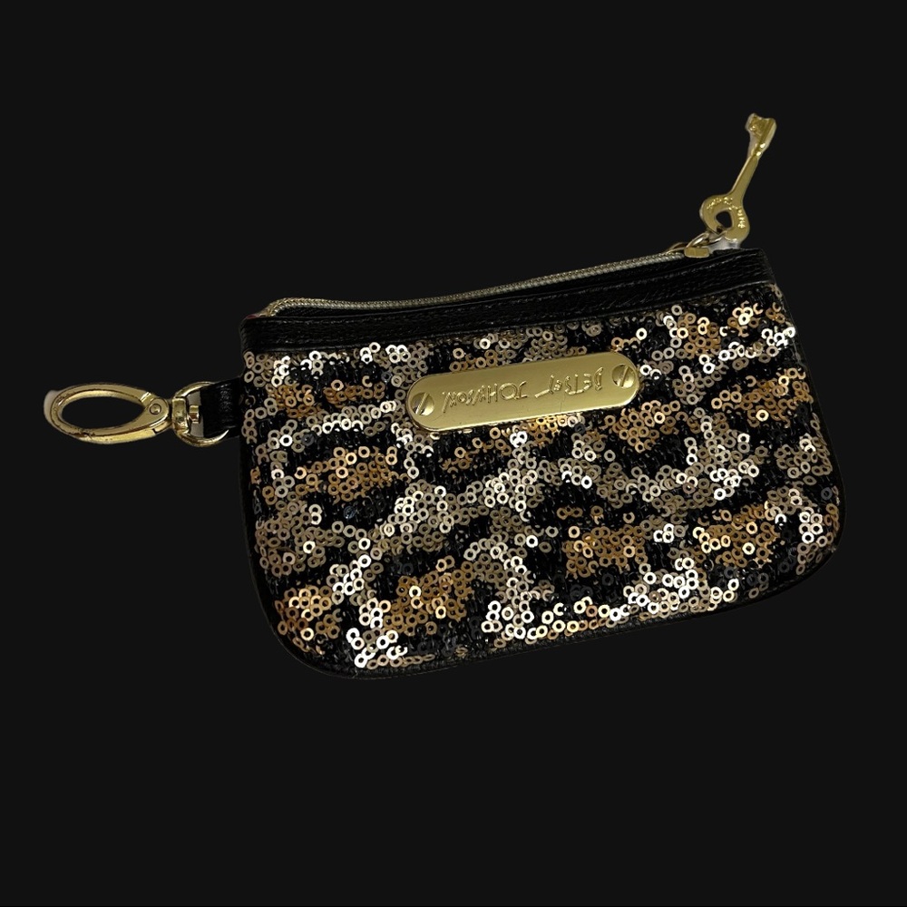 Betsey Johnson Black & Gold Sequin ID Holder/Wallet